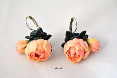 Boucles d'oreilles fleur pivoine  